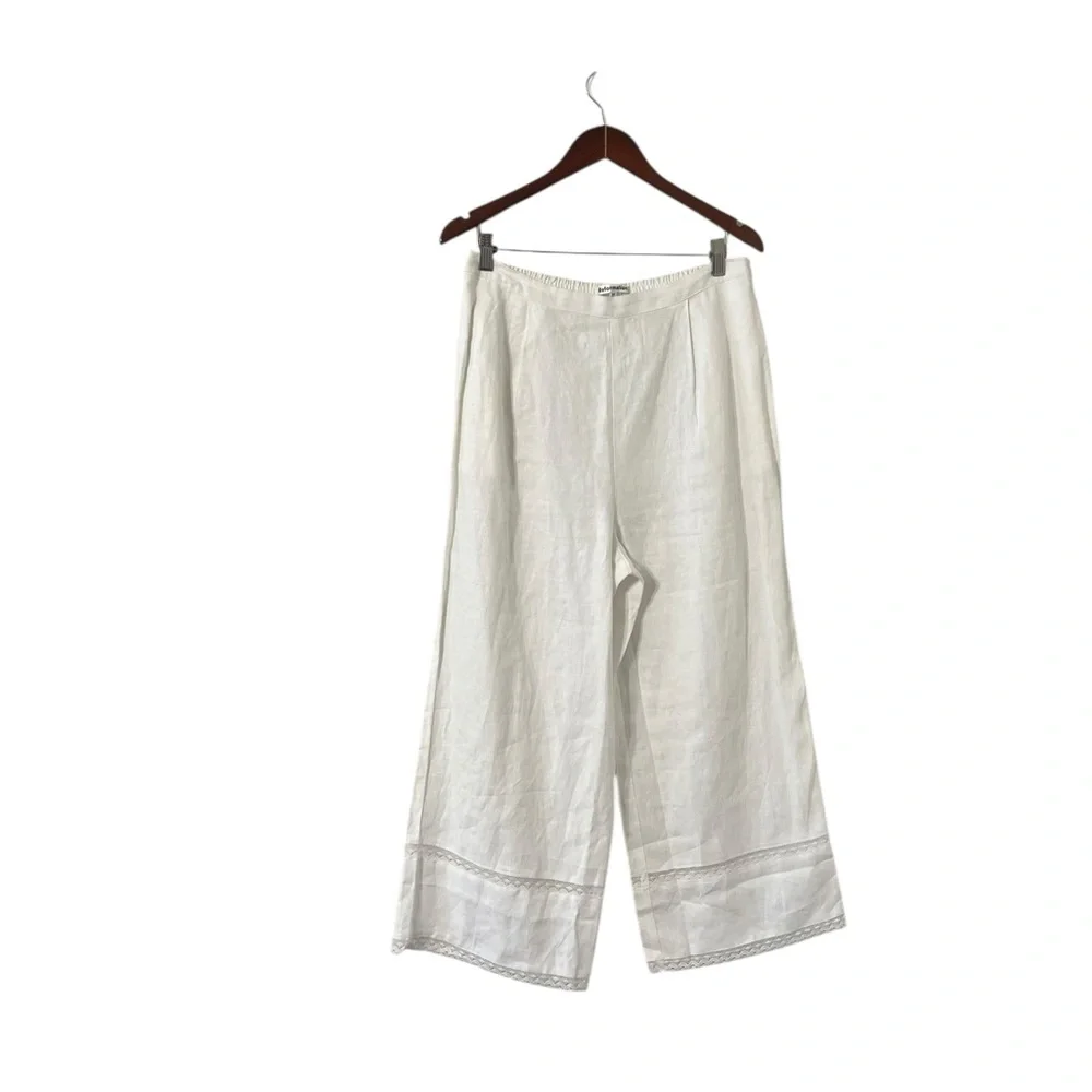 NEW REFORMATION Violet White Linen Lace Wide Leg Pants Trousers